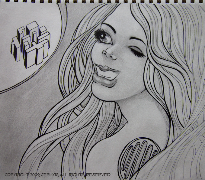 "Drano" - Pencil And Pen And Ink - Copyright 2009, Jephyr (Jeff Curtis), All Rights Reserved
